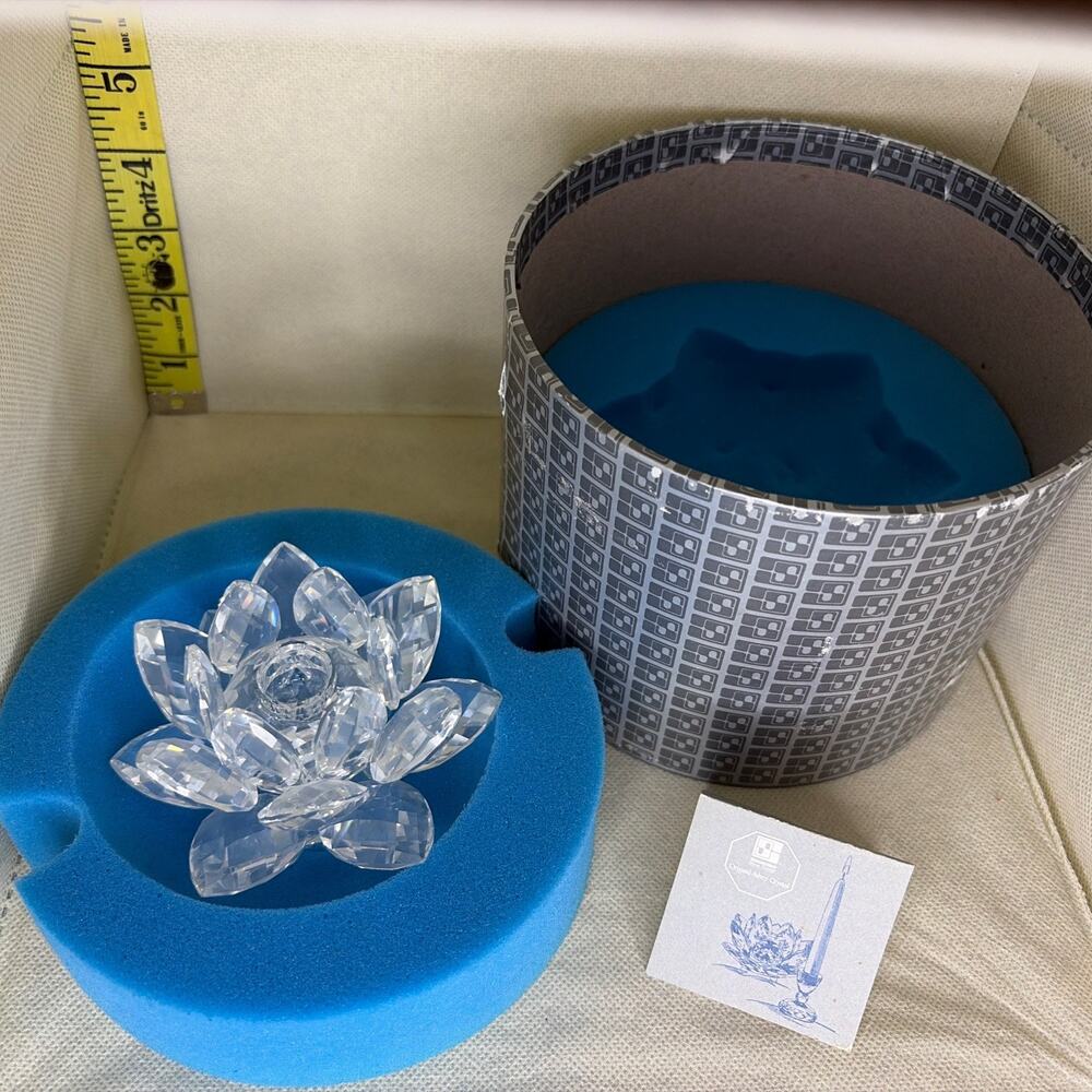 Swarovski Silver Crystal Candle Holder Water Lily Blossom 7600NR 123